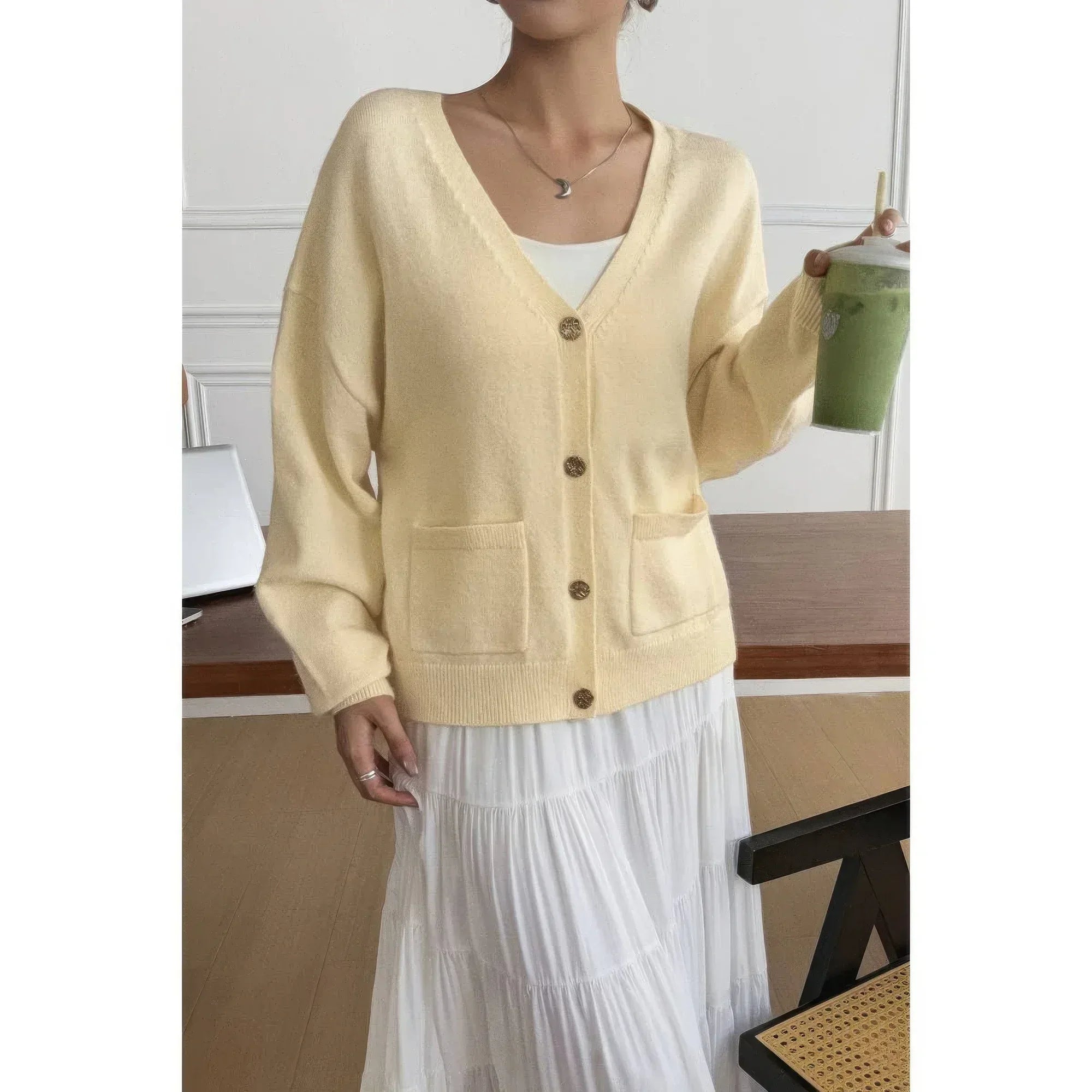 Solid Knit Button Down Pocket Loose Sweater | Mixtshop LLC