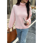 Solid Knit High Neck Drop Shoulder Sweater | Mixtshop LLC
