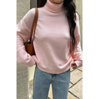 Solid Knit High Neck Drop Shoulder Sweater | Mixtshop LLC