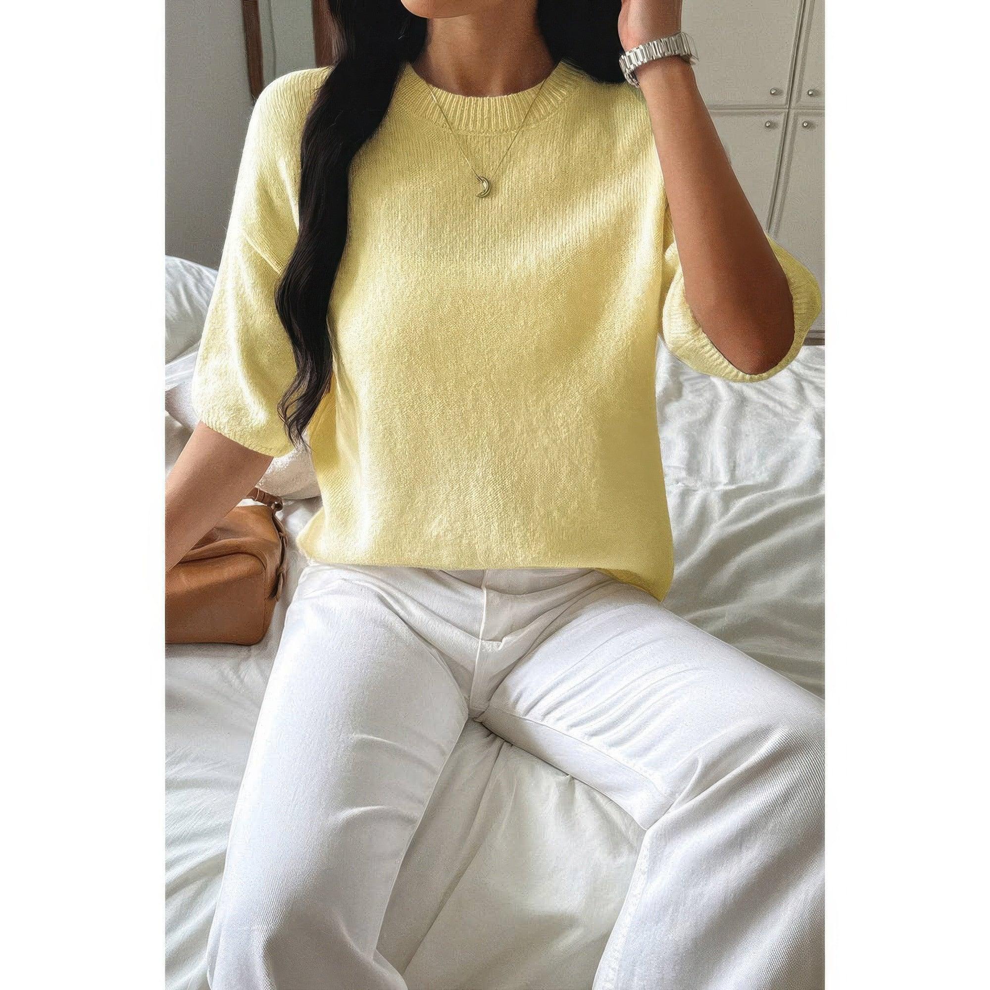 Round Neck Knit Drop Shoulder Loose Sweater | Mixtshop LLC
