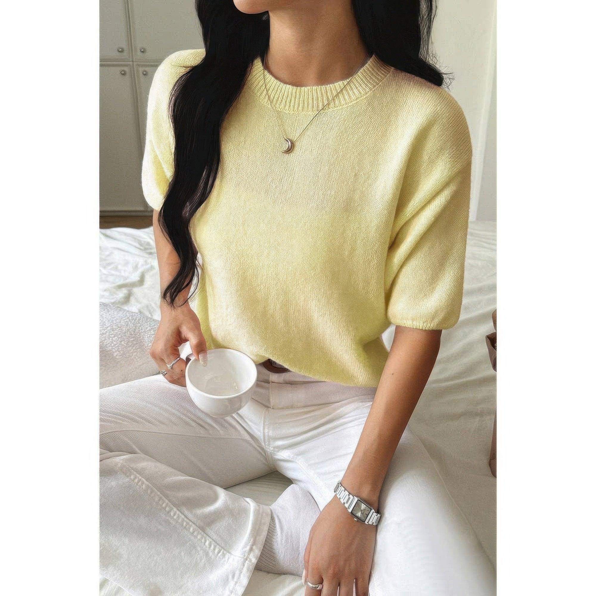 Round Neck Knit Drop Shoulder Loose Sweater | Mixtshop LLC
