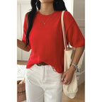 Round Neck Knit Drop Shoulder Loose Sweater | Mixtshop LLC