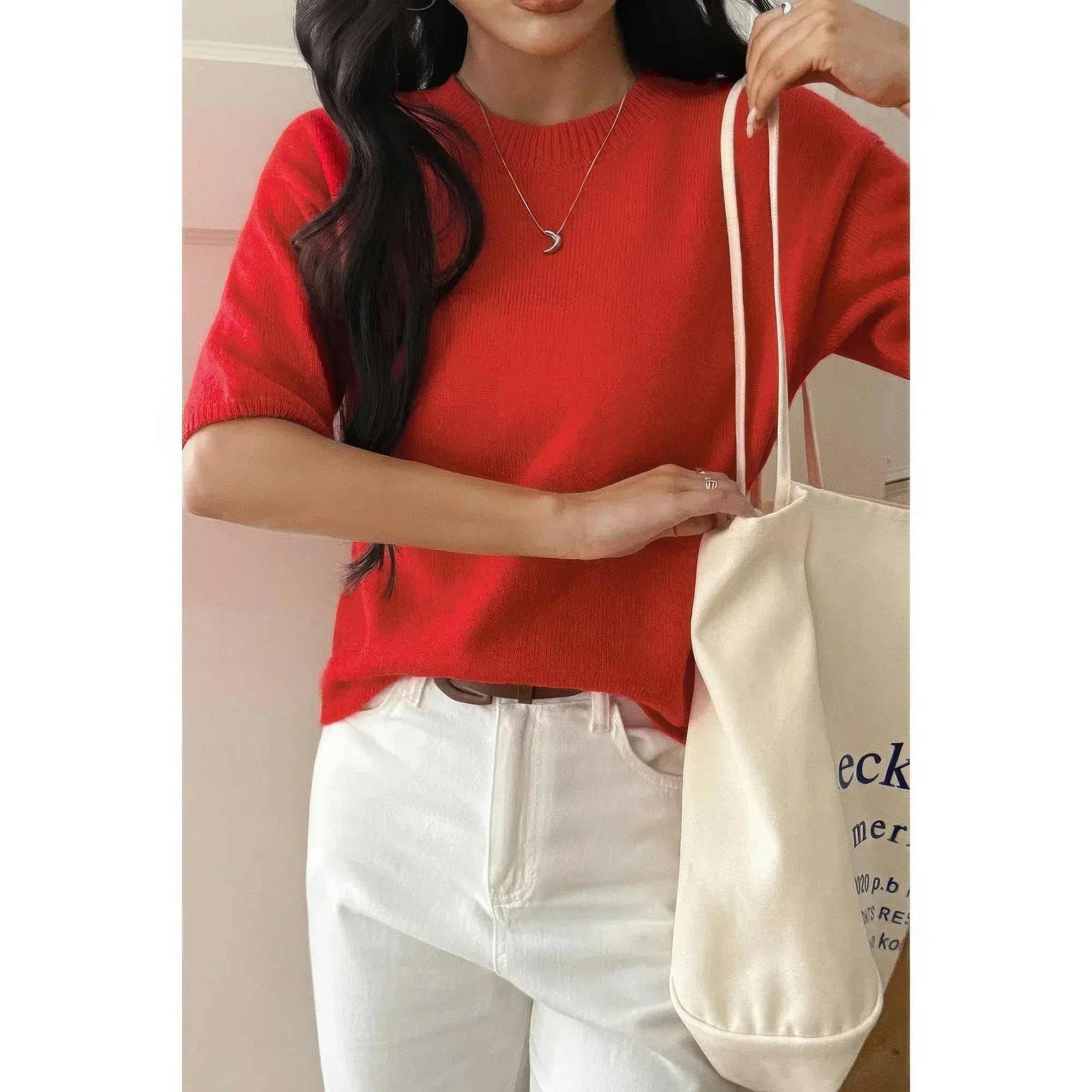 Round Neck Knit Drop Shoulder Loose Sweater | Mixtshop LLC