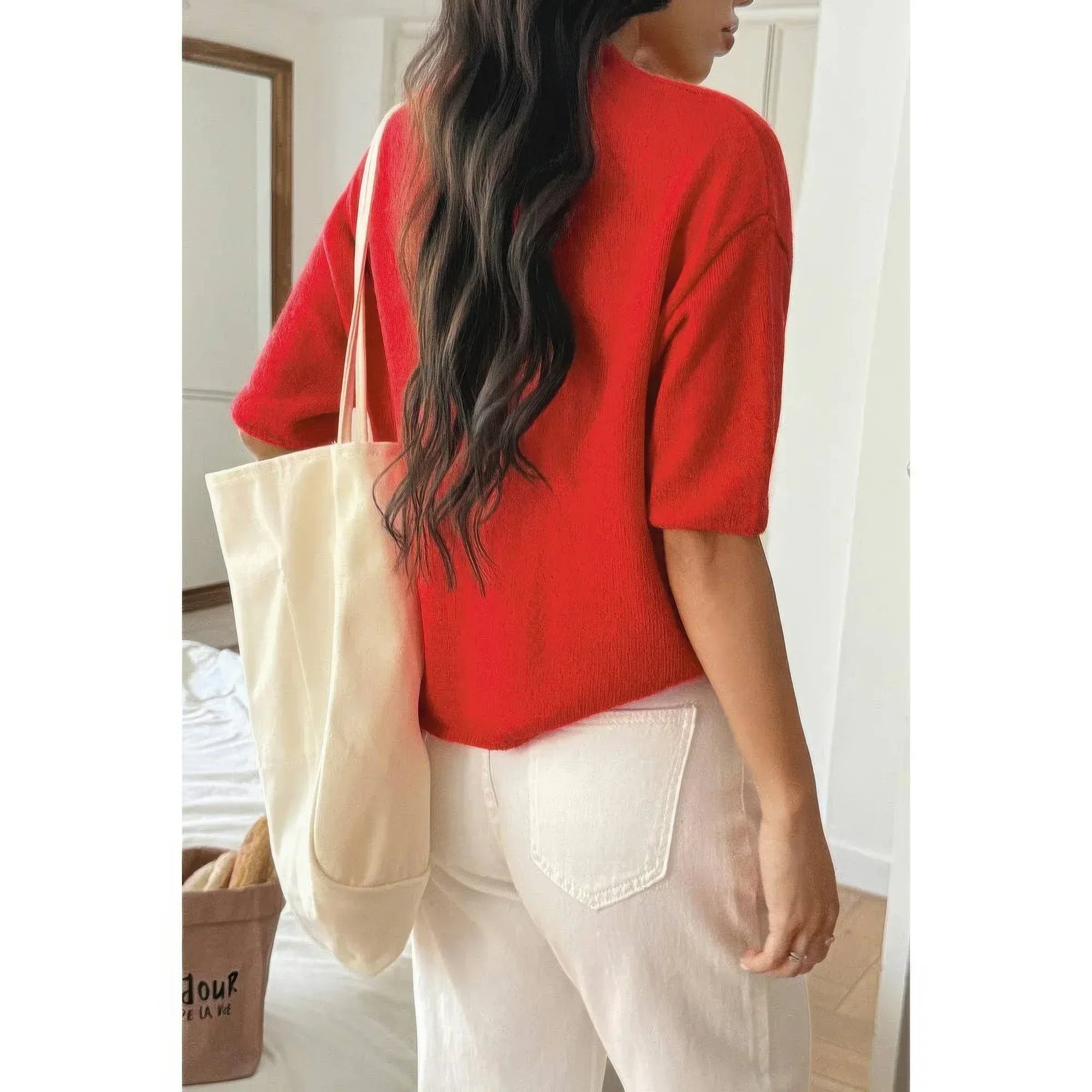 Round Neck Knit Drop Shoulder Loose Sweater | Mixtshop LLC