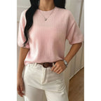 Round Neck Knit Drop Shoulder Loose Sweater | Mixtshop LLC