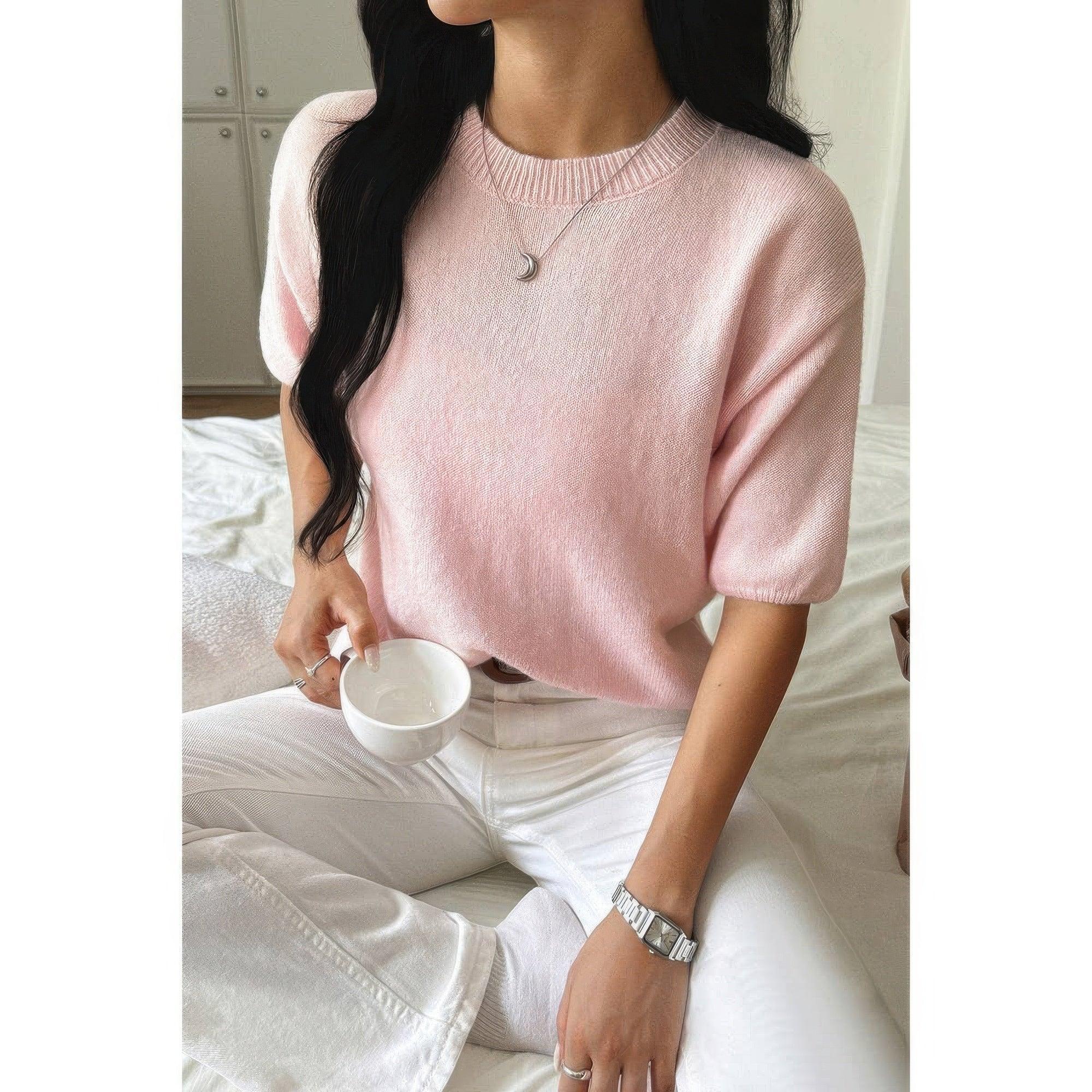 Round Neck Knit Drop Shoulder Loose Sweater | Mixtshop LLC