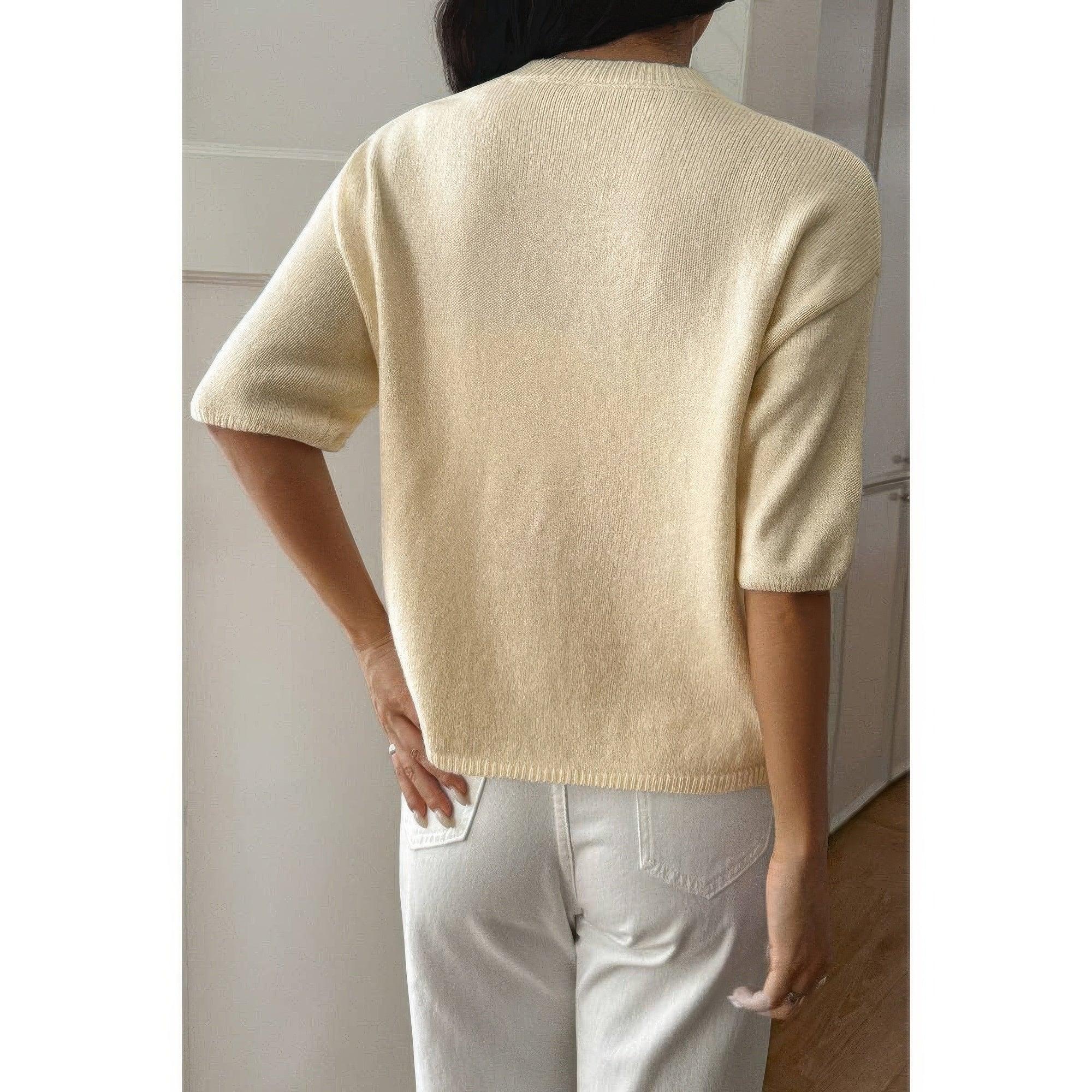 Round Neck Knit Drop Shoulder Loose Sweater | Mixtshop LLC