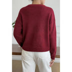 Solid Round Neck Long Sleeve Drop Shoulder Sweater | Mixtshop LLC