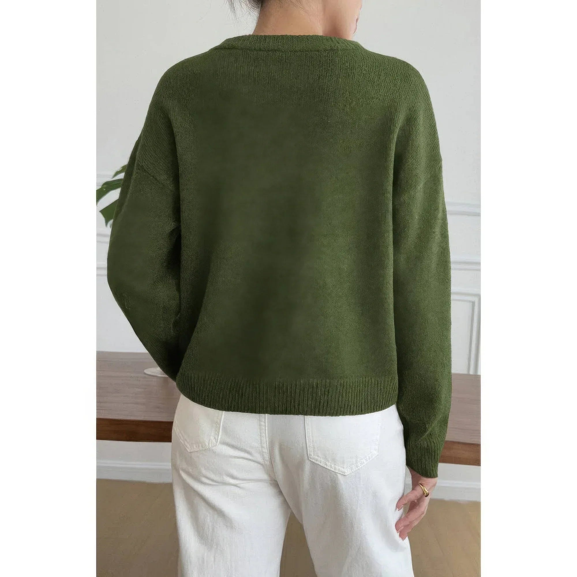 Solid Round Neck Long Sleeve Drop Shoulder Sweater | Mixtshop LLC