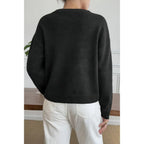 Solid Round Neck Long Sleeve Drop Shoulder Sweater | Mixtshop LLC