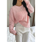 Solid Knit Crewneck Long Sleeve Loose Sweater | Mixtshop LLC