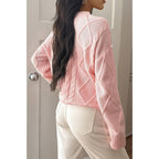 Solid Knit Crewneck Long Sleeve Loose Sweater | Mixtshop LLC