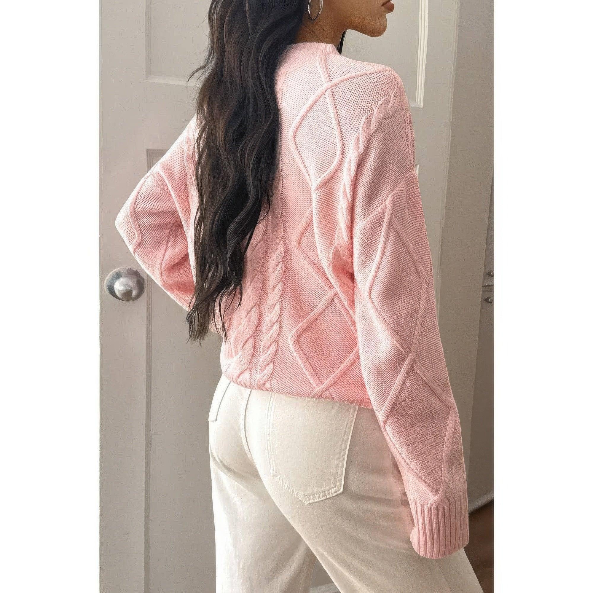 Solid Knit Crewneck Long Sleeve Loose Sweater | Mixtshop LLC