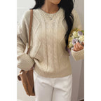 Solid Knit Crewneck Long Sleeve Loose Sweater | Mixtshop LLC