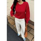 Knit Solid Round Neck Button Down Cardigan | Mixtshop LLC