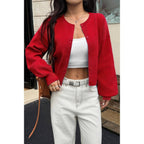 Knit Solid Round Neck Button Down Cardigan | Mixtshop LLC