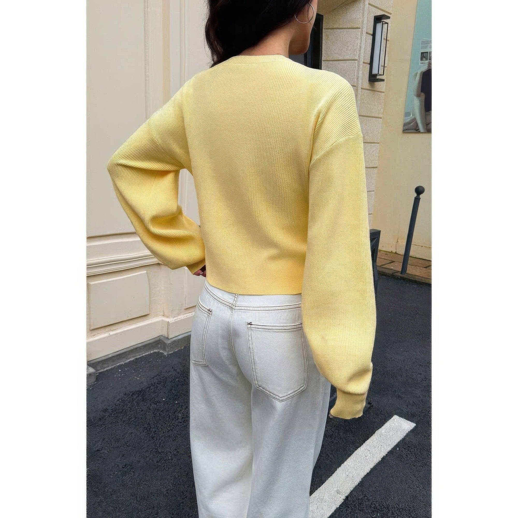 Knit Solid Round Neck Button Down Cardigan | Mixtshop LLC