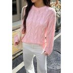 Solid Round Neck Knit Loose Sweater | Mixtshop LLC