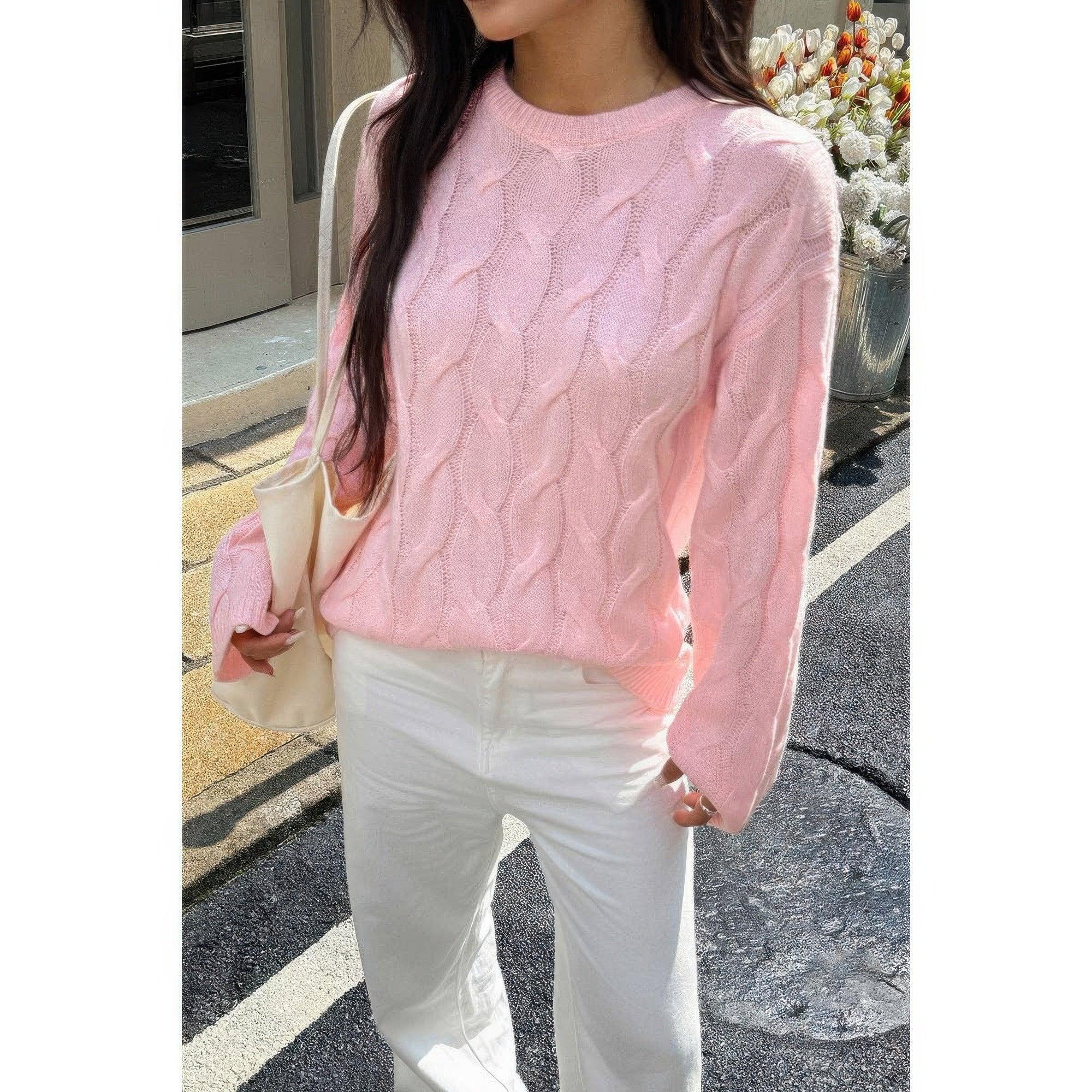 Solid Round Neck Knit Loose Sweater | Mixtshop LLC