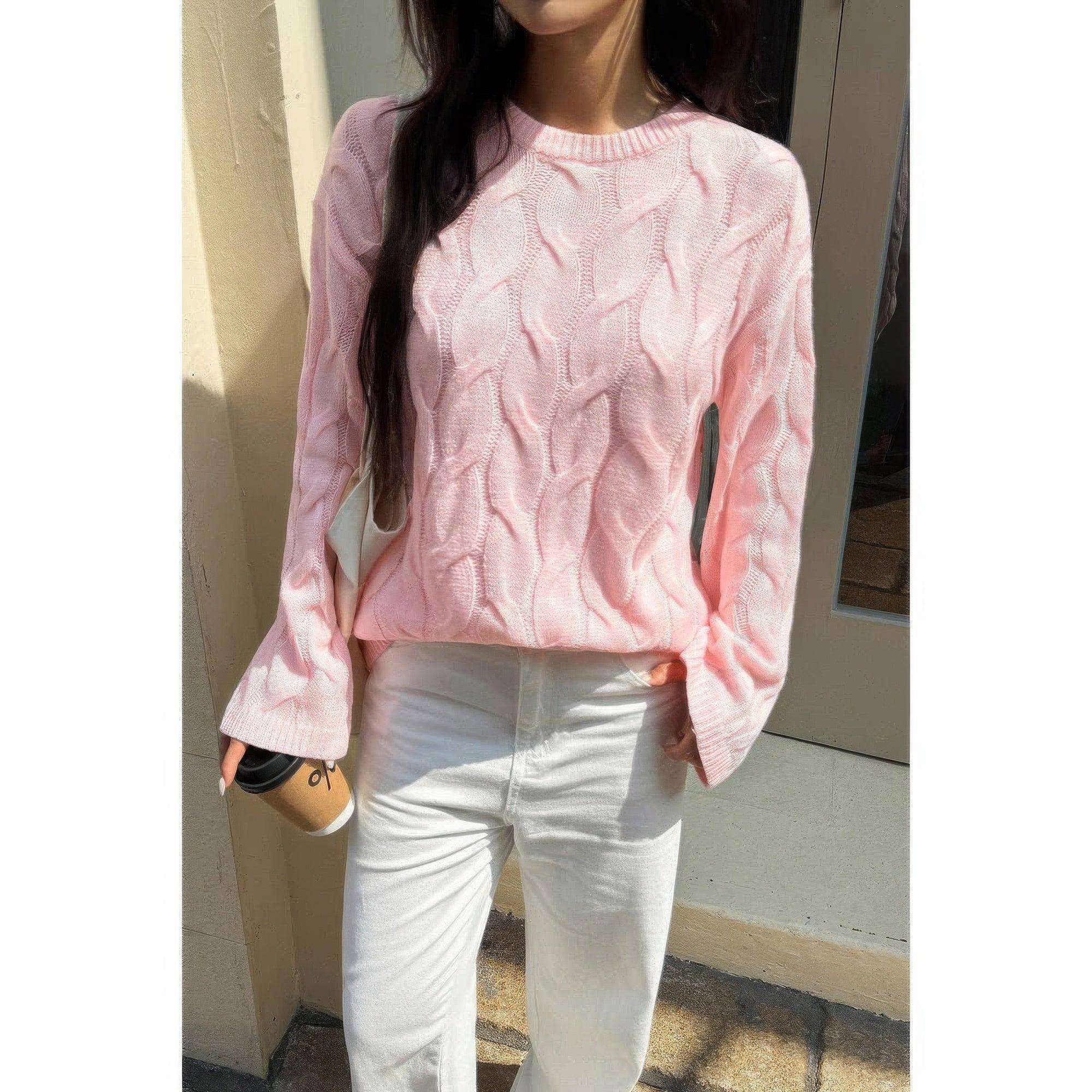 Solid Round Neck Knit Loose Sweater | Mixtshop LLC