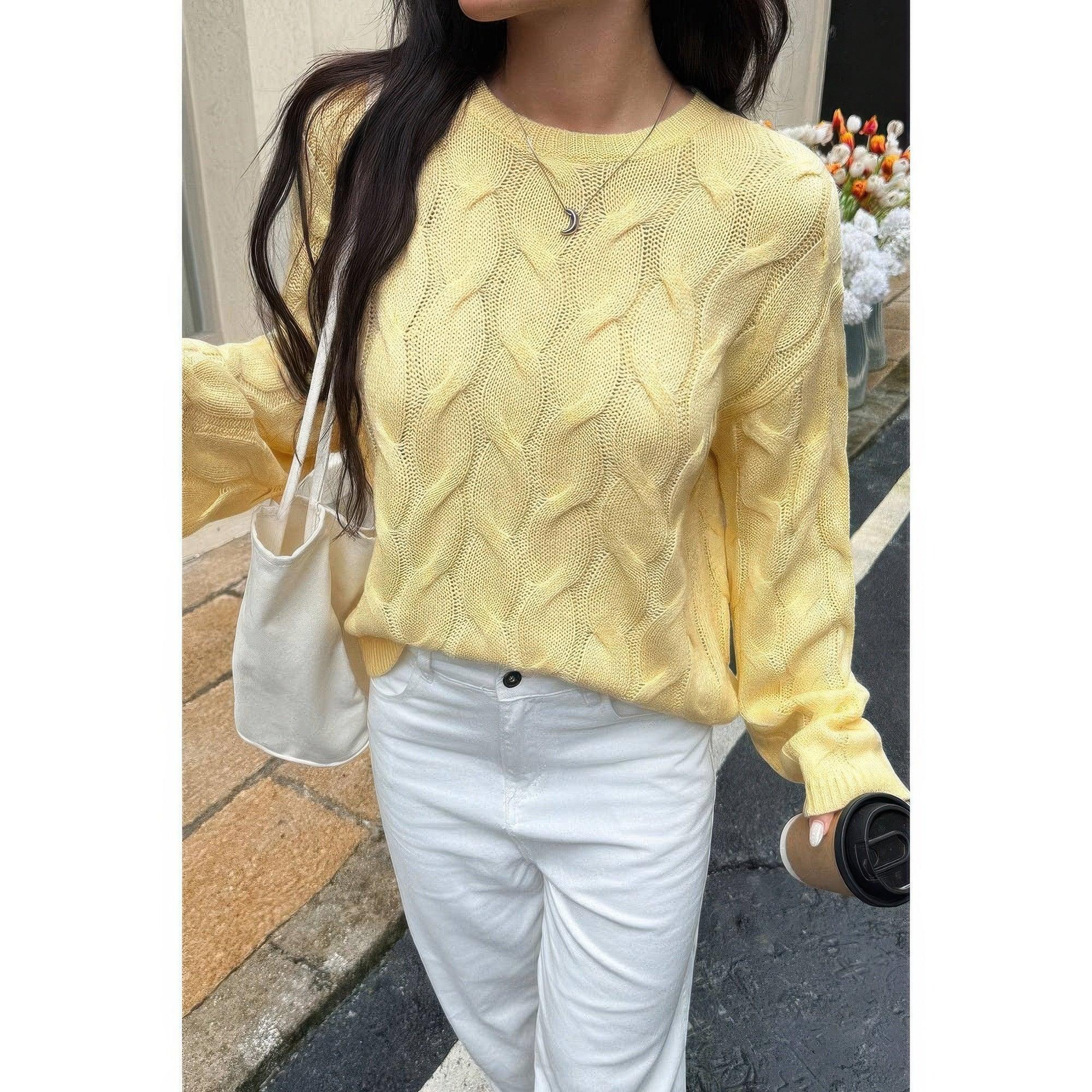 Solid Round Neck Knit Loose Sweater | Mixtshop LLC