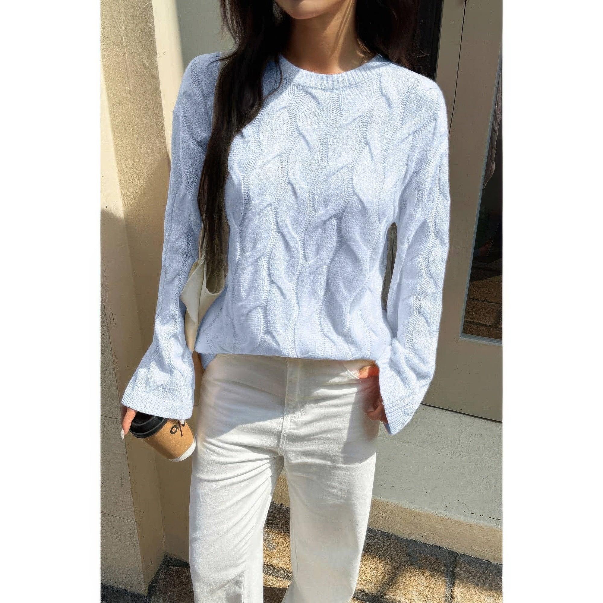 Solid Round Neck Knit Loose Sweater | Mixtshop LLC