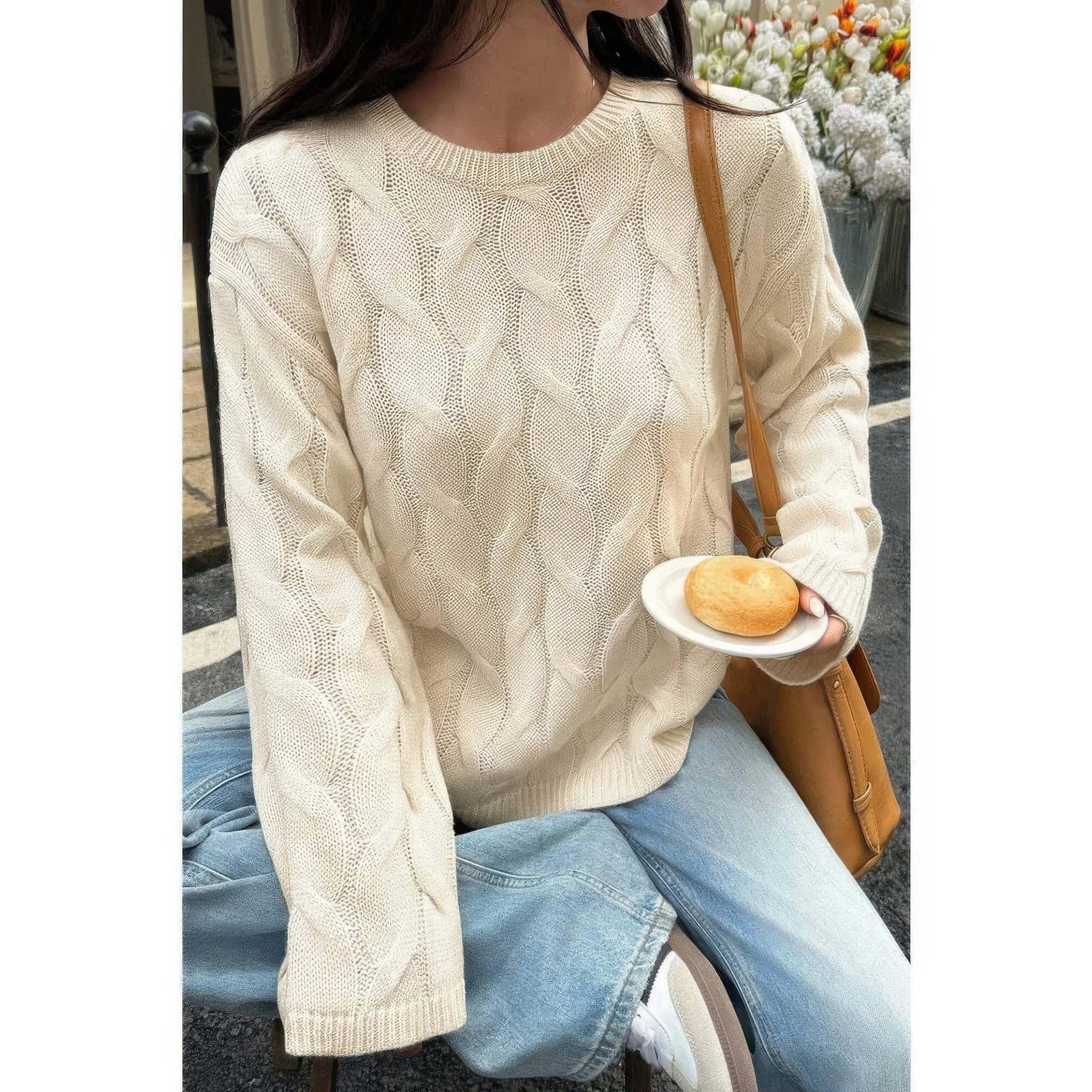 Solid Round Neck Knit Loose Sweater | Mixtshop LLC