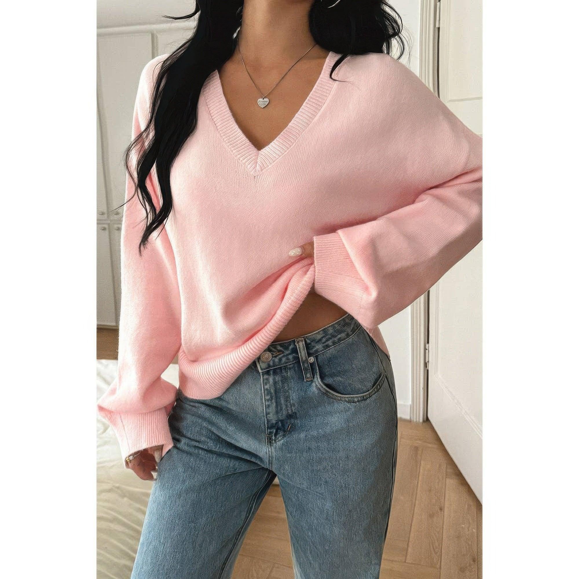 Solid Round Neck Knit Loose Sweater | Mixtshop LLC