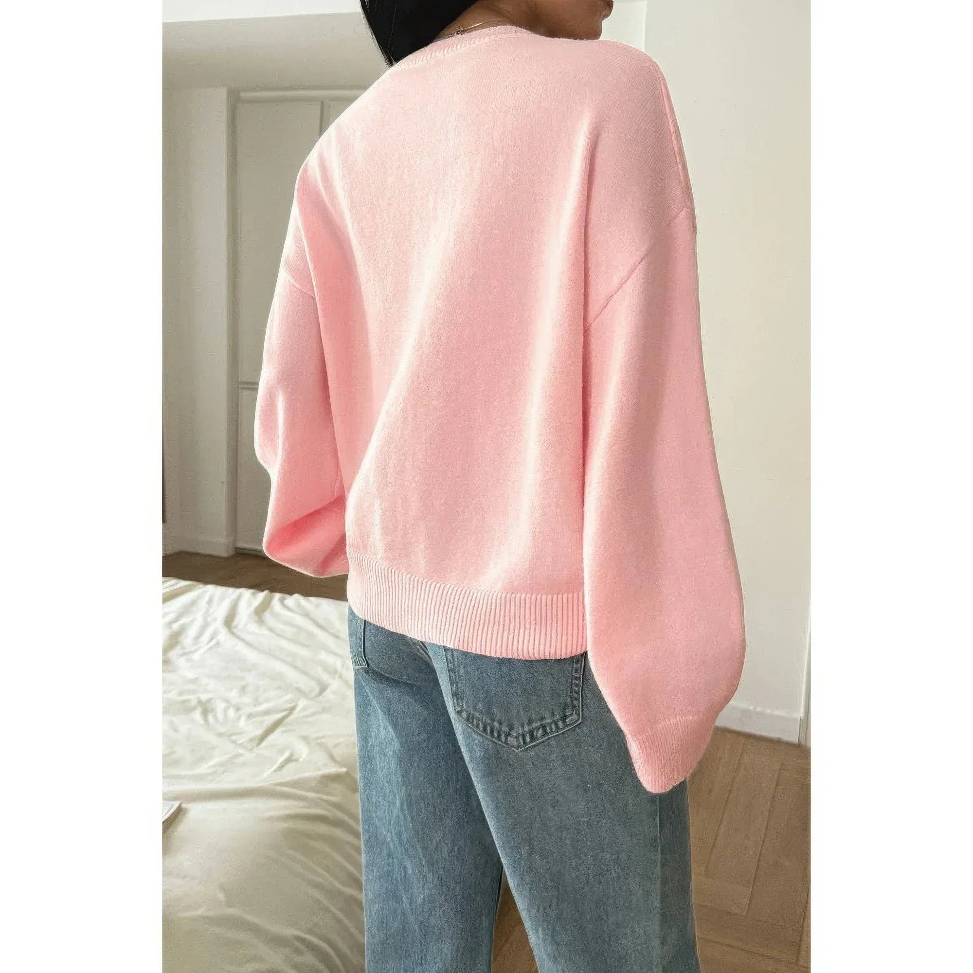 Solid Round Neck Knit Loose Sweater | Mixtshop LLC