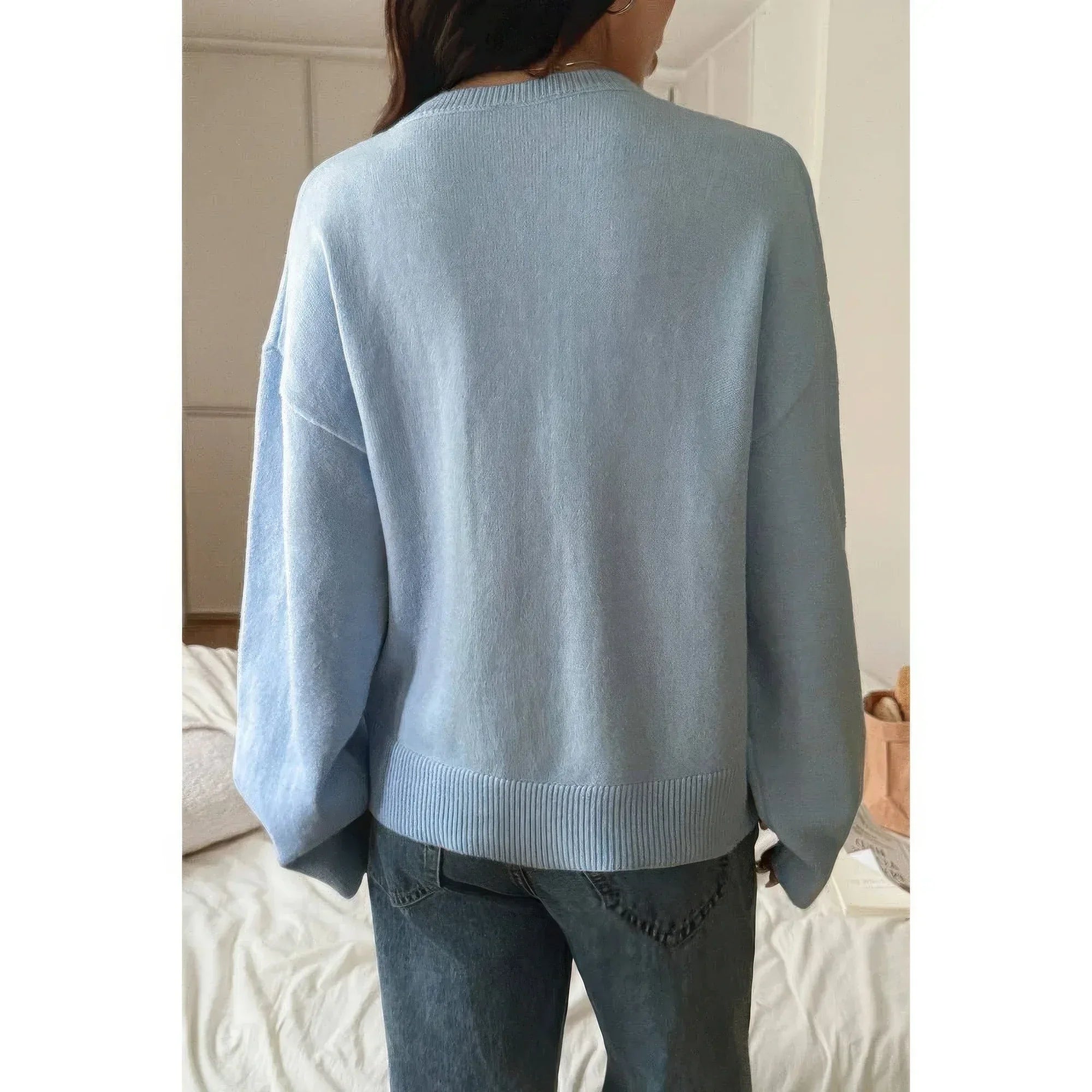 Solid Round Neck Knit Loose Sweater | Mixtshop LLC