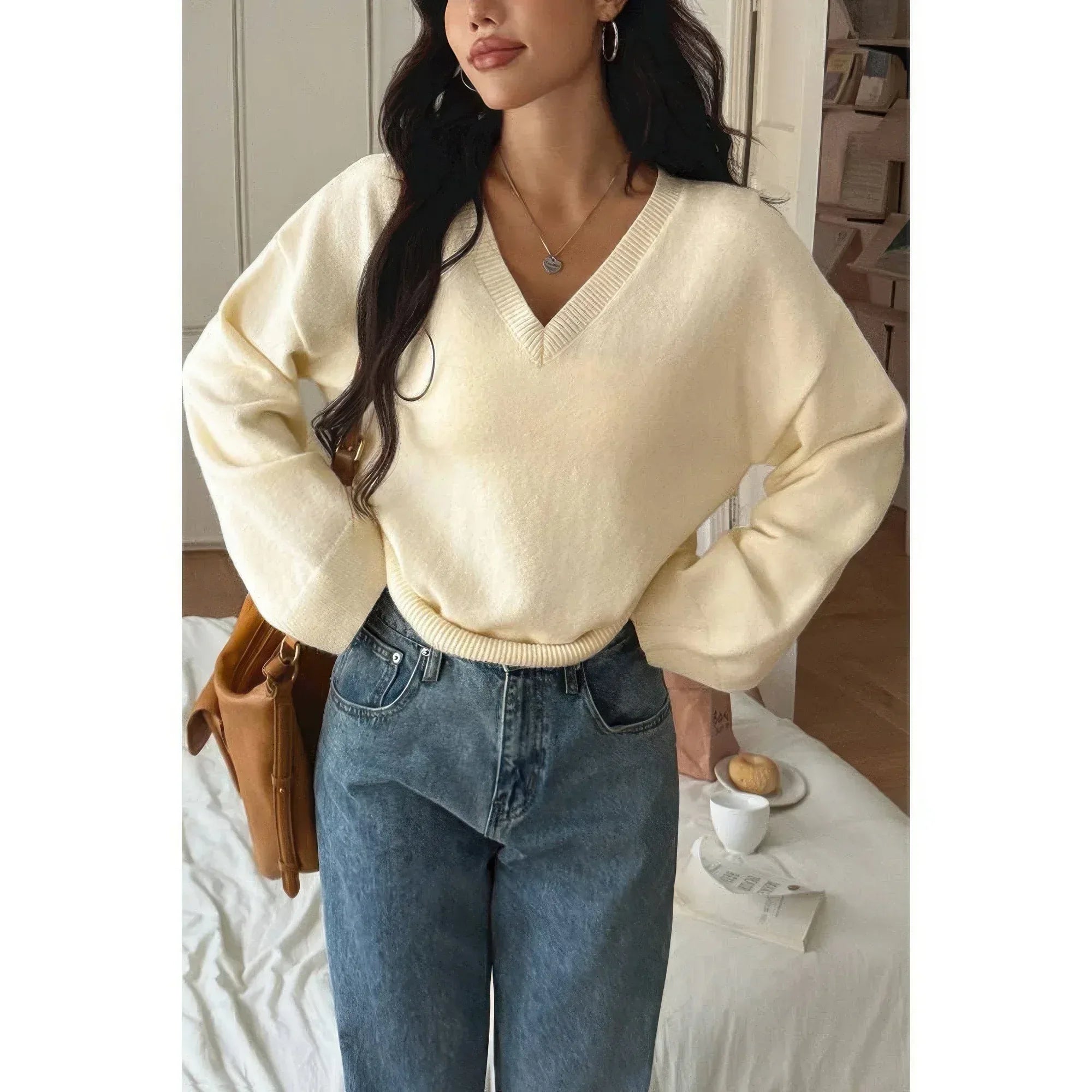 Solid Round Neck Knit Loose Sweater | Mixtshop LLC