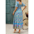Square Neck Boho Floral A Line Fit Dress | Mixtshop LLC