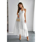 Solid Halter Muse Tiered Ruffle Long Dress | Mixtshop LLC