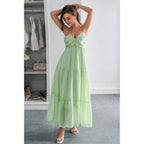 Solid Halter Muse Tiered Ruffle Long Dress | Mixtshop LLC