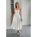 Solid Floral Jacquard Lace High Waist Dress | Mixtshop LLC