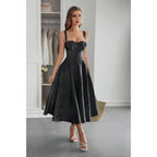 Solid Floral Jacquard Lace High Waist Dress | Mixtshop LLC