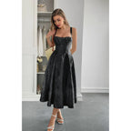 Solid Floral Jacquard Lace High Waist Dress | Mixtshop LLC