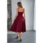 Square Neck A Line Pleated Sleeveless Long Dress | Mixtshop LLC