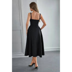 Square Neck A Line Pleated Sleeveless Long Dress | Mixtshop LLC