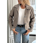 Solid Suit Lapel Faux Suede Leather Jacket | Mixtshop LLC