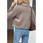 Solid Suit Lapel Faux Suede Leather Jacket | Mixtshop LLC