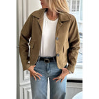 Solid Suit Lapel Faux Suede Leather Jacket | Mixtshop LLC