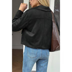 Solid Suit Lapel Faux Suede Leather Jacket | Mixtshop LLC