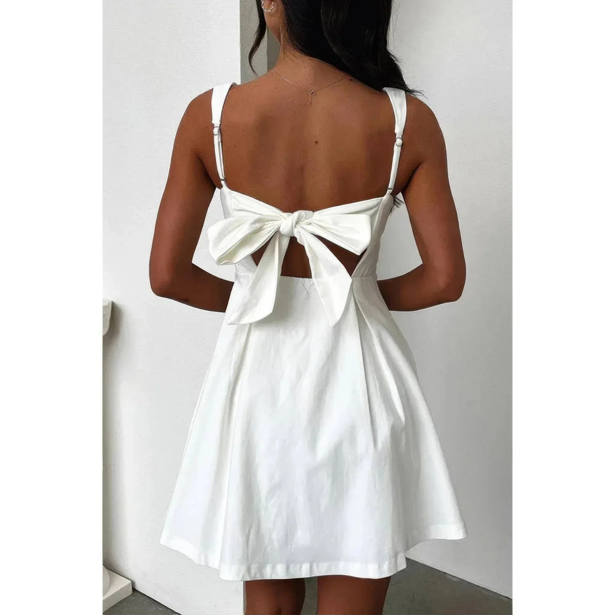 Solid Square Neck Fit Sleeveless Short Dress | Mixtshop LLC