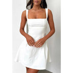 Solid Square Neck Fit Sleeveless Short Dress | Mixtshop LLC