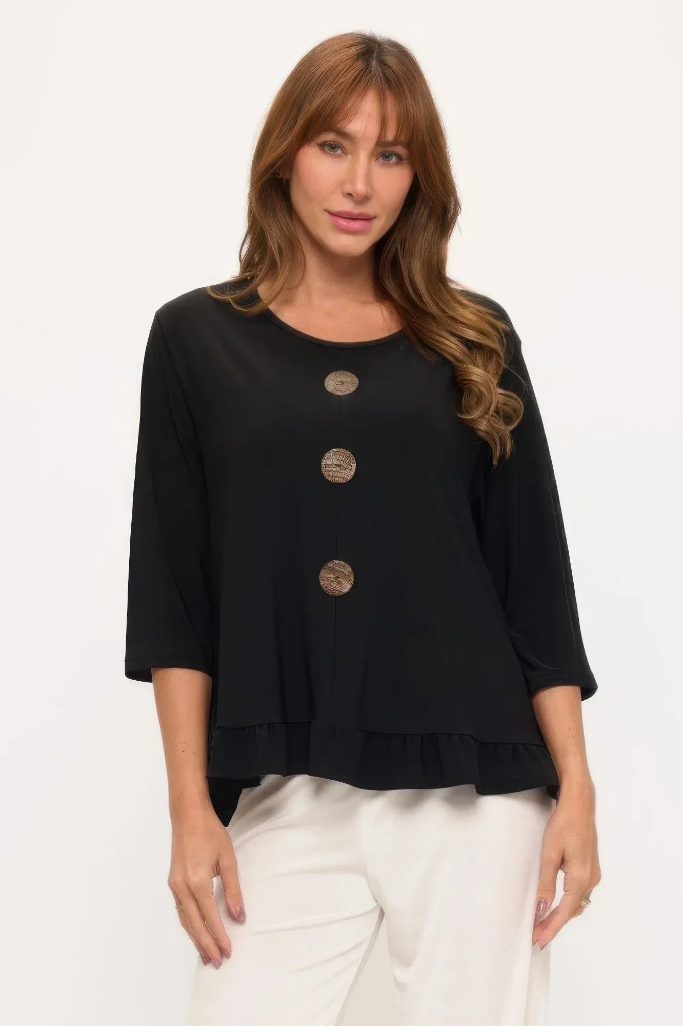 Hit Ruffle Top With Buttons | Mixtshop LLC Main image