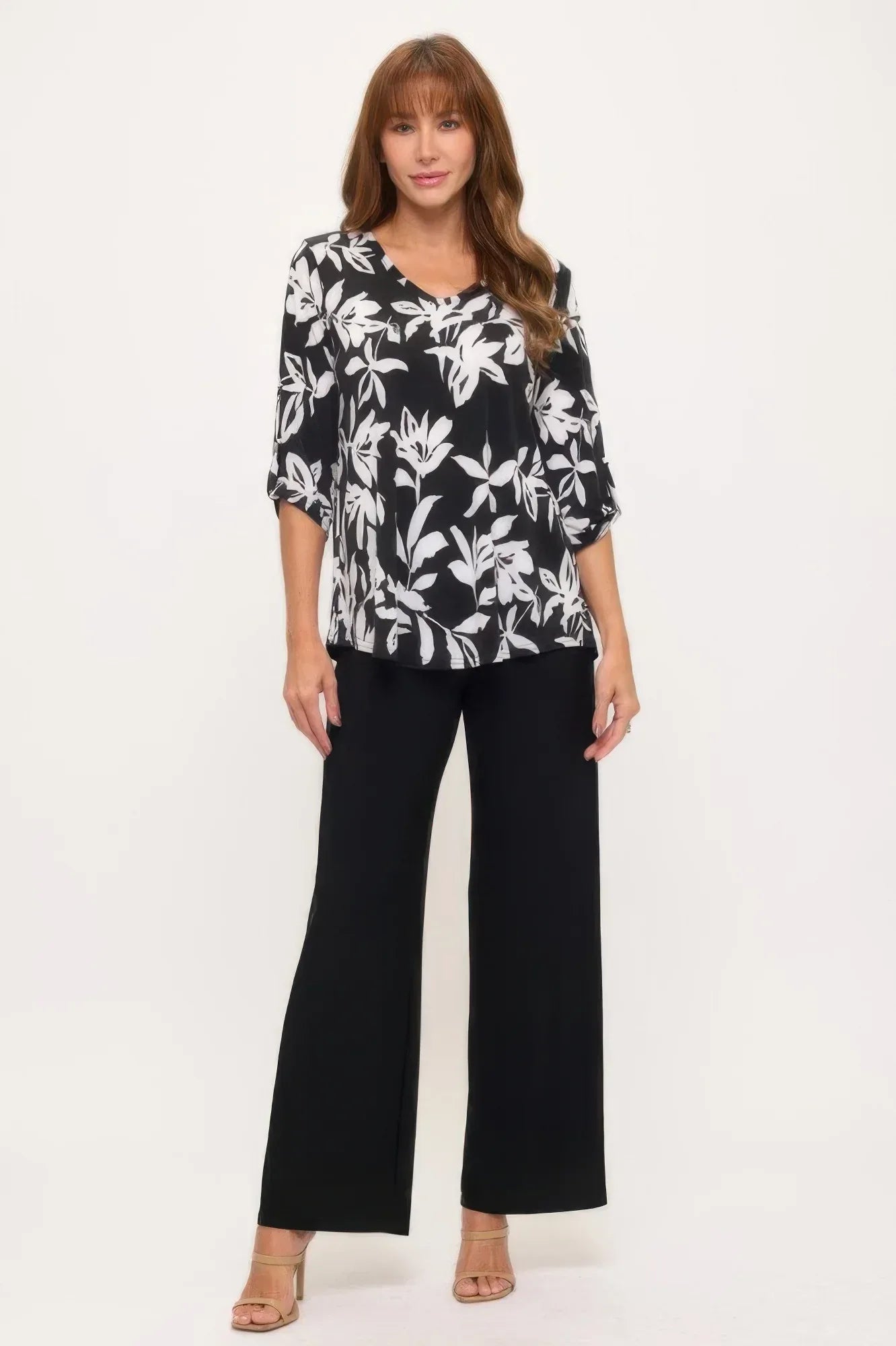 Hit Roll Sleeve V-neck Top | Mixtshop LLC