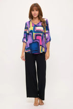 Hit Roll Sleeve V-neck Top | Mixtshop LLC