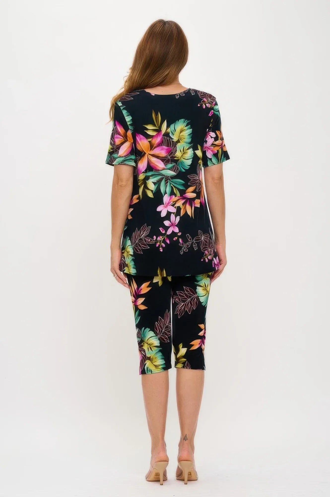 Plus Size Print Bns Capri Pants Set Secondary image