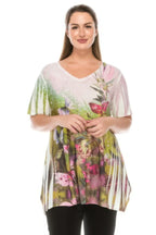 Printed Sparkle V Neck Top | Mixtshop LLC